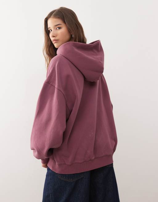Weekday – Bordowa bluza z kapturem oversize z grubego dżerseju, 4 z 4