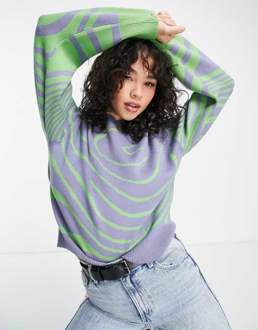 Weekday - Bounce - Maglione verde con motivo astratto