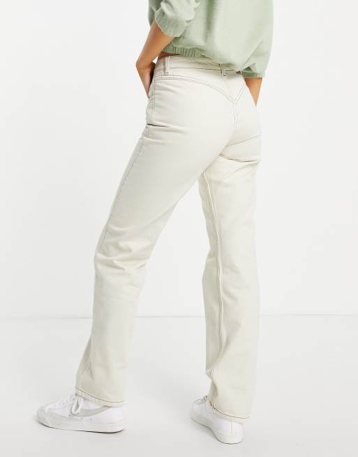 Weekday Bow cotton denim jeans in ecru  - NUDE, 2 of 4