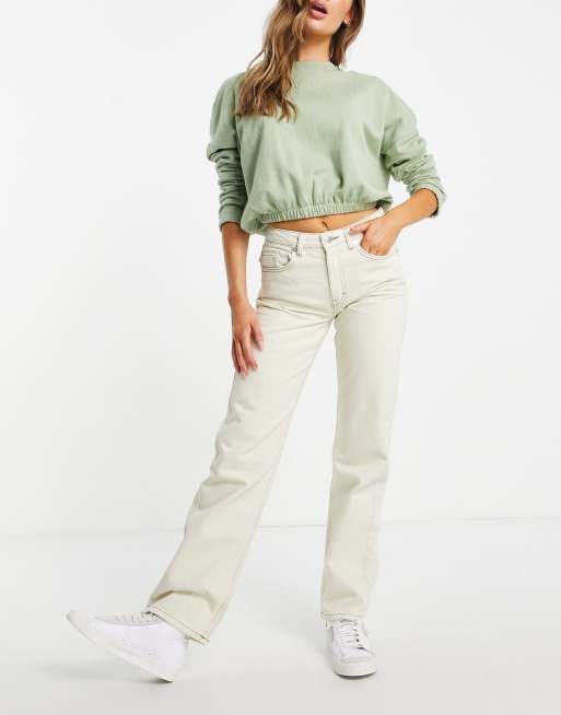 Weekday Bow cotton denim jeans in ecru  - NUDE, 3 of 4
