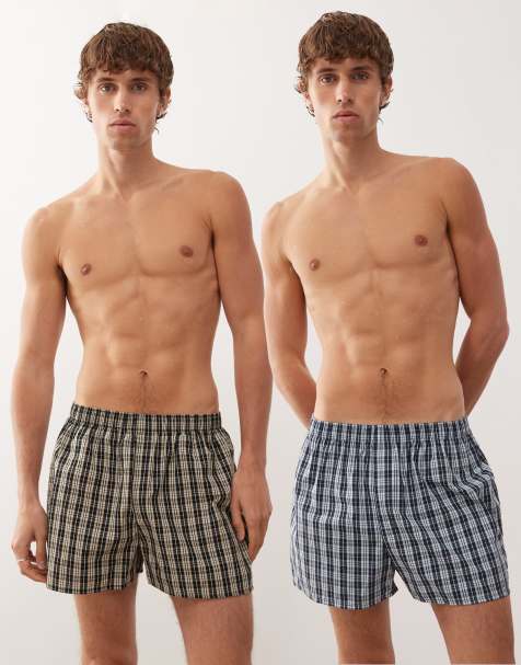 Weekday boxer shorts 2 pack in blue and yellow check - view 1