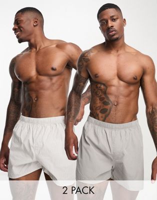 Weekday boxer shorts 2-pack in grey and stripe