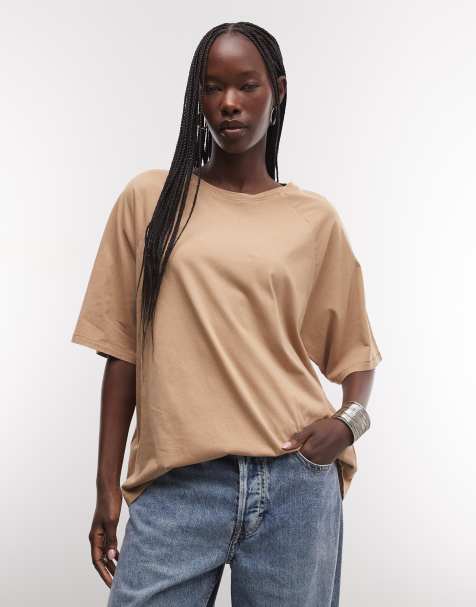 Weekday boxig t-shirt med raglanärmar i beige - view 1
