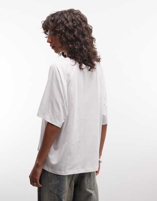 Weekday boxig t-shirt med raglanärmar i off-white, 4 av 4