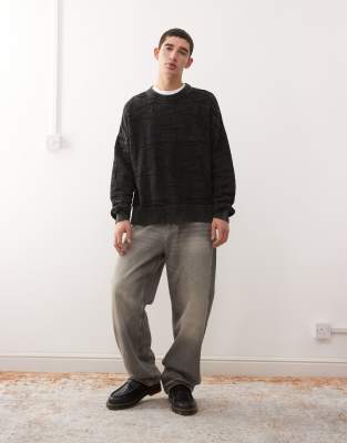 Weekday Boxy Fit 3d Texture Effect Sweater In Black