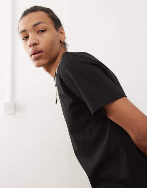 Weekday boxy fit heavy weight jersey t-shirt in black