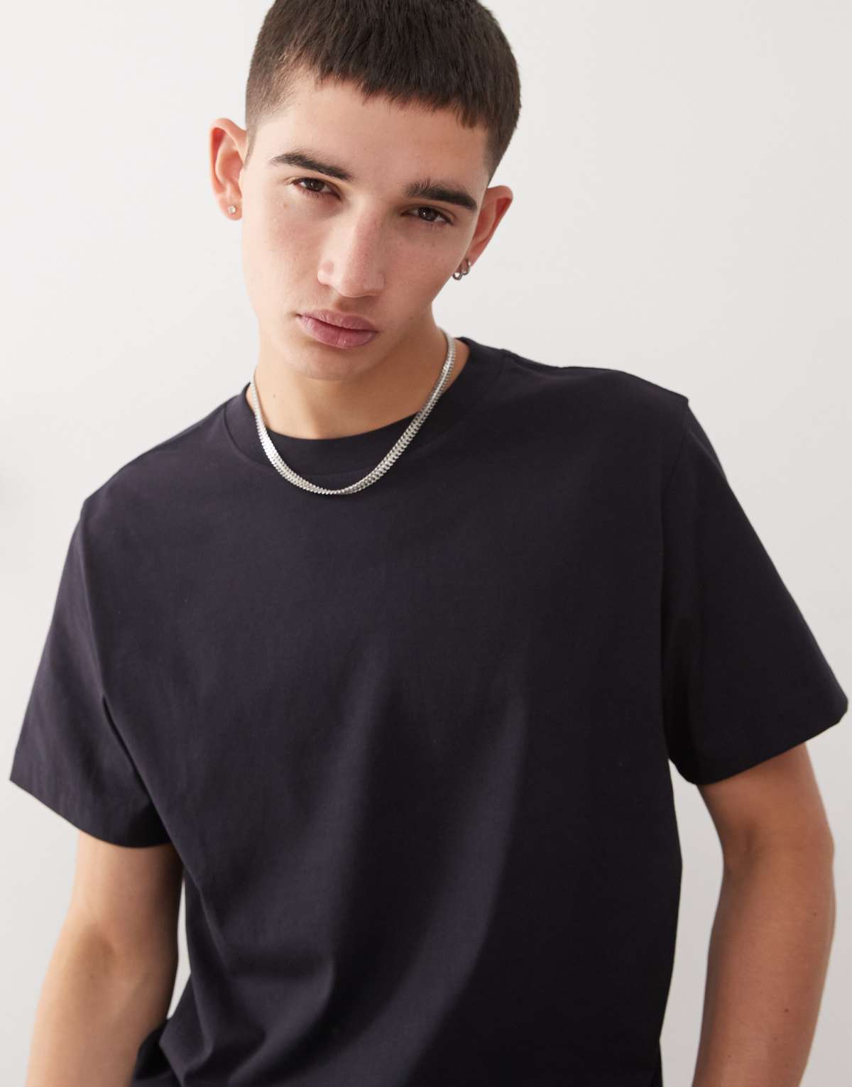 Weekday boxy fit heavy weight jersey t-shirt in navy
