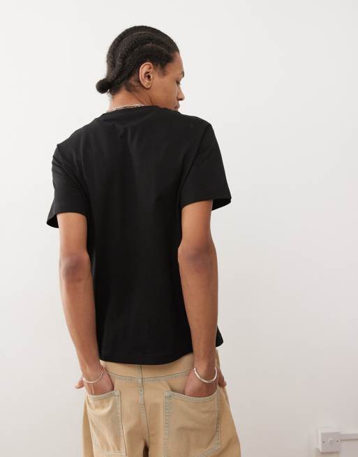 Weekday boxy fit heavyweight jersey t-shirt in black, 4 of 4