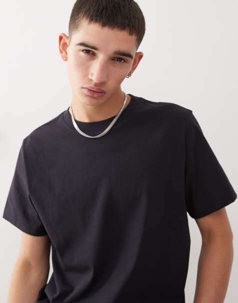 Weekday boxy fit heavyweight jersey t-shirt in navy - view 1