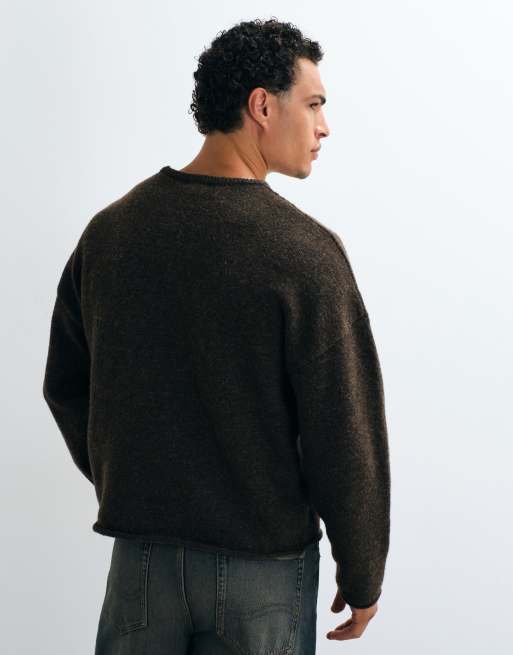 Weekday boxy fit jumper in dark brown melange | ASOS