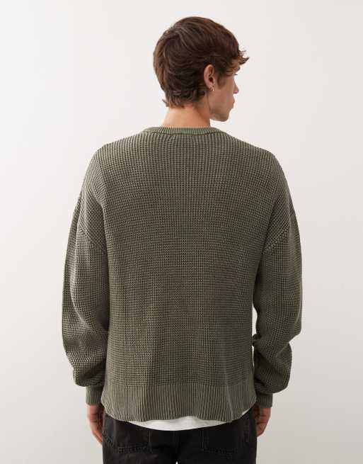 Weekday boxy fit jumper in dark khaki wash, 3 of 5