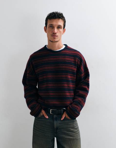 Weekday boxy fit jumper in navy and red stripe - view 1