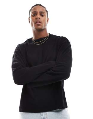 boxy fit long sleeve T-shirt in black