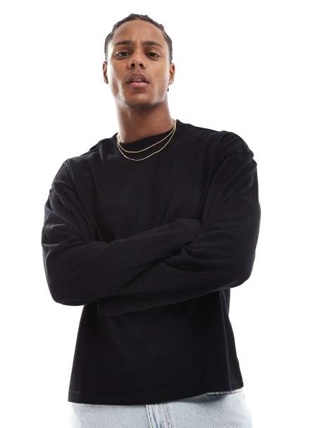 Weekday boxy fit long sleeve t-shirt in black - view 1