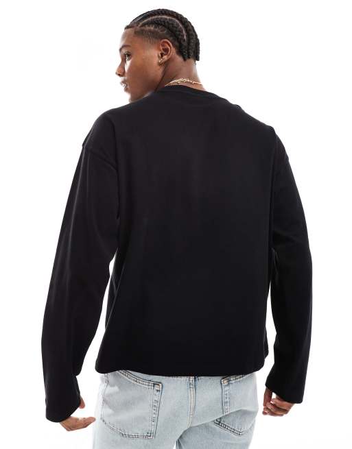 Weekday boxy fit long sleeve t-shirt in black