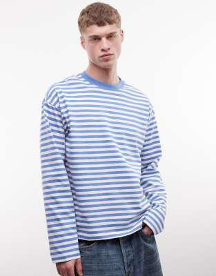 Weekday Boxy Fit Long Sleeve T-shirt In Blue
