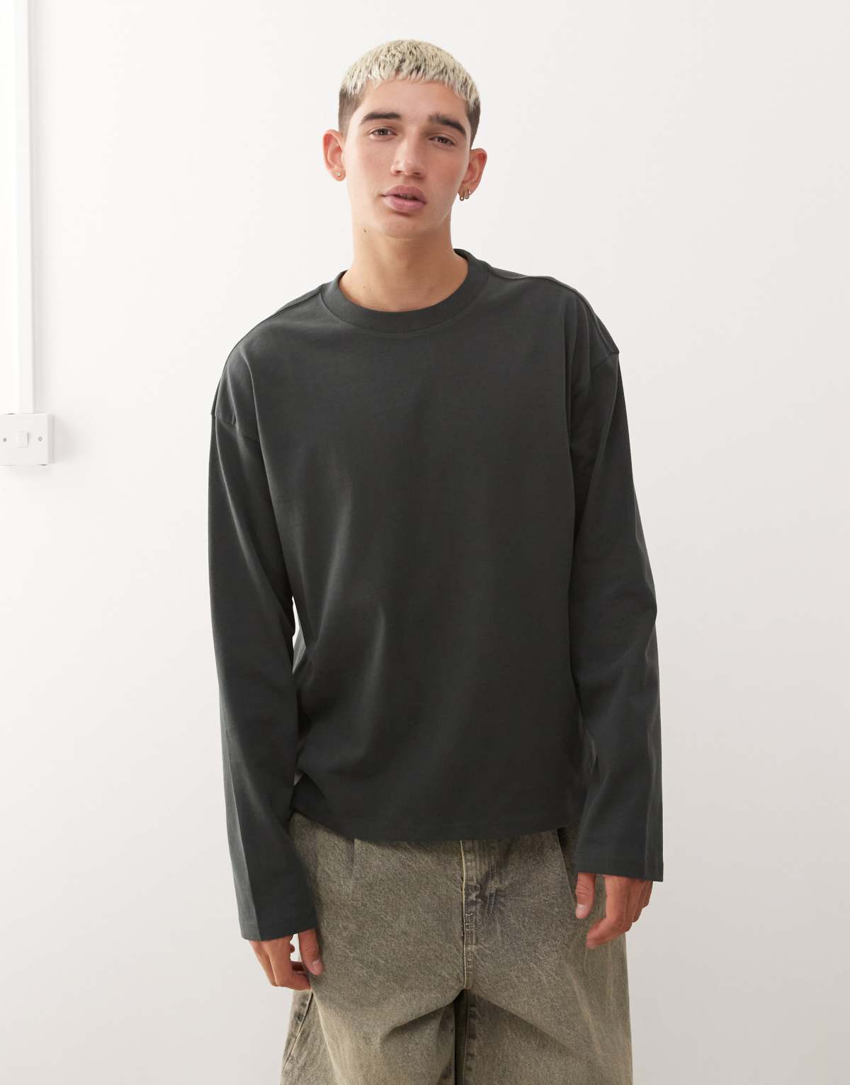 Weekday boxy fit long sleeve t-shirt in dark green