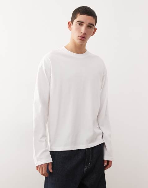 Weekday boxy fit long sleeve t-shirt in white - view 1