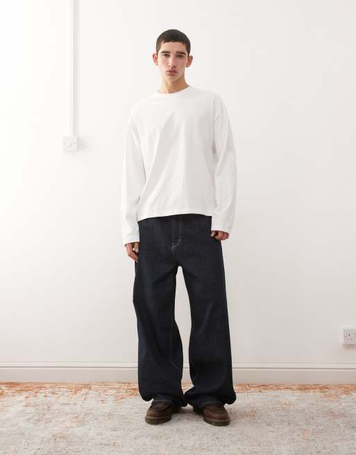 Weekday boxy fit long sleeve t-shirt in white