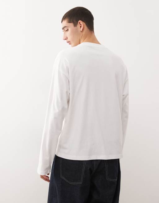 Weekday boxy fit long sleeve t-shirt in white