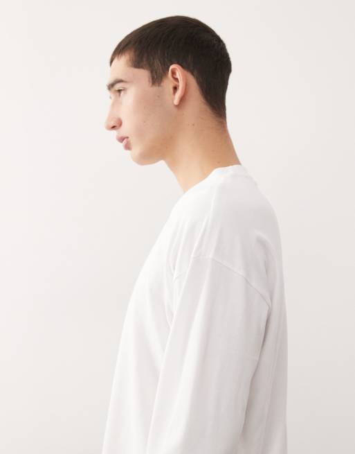 Weekday boxy fit long sleeve t-shirt in white