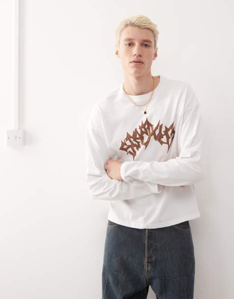Weekday boxy fit long sleeve t-shirt with front graphic print in white - view 1