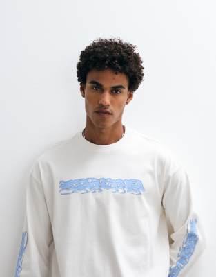 Weekday Boxy Fit Long Sleeve T-shirt With Graphic Print In White
