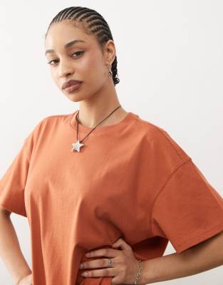 weekday boxy fit oversized t-shirt in rust