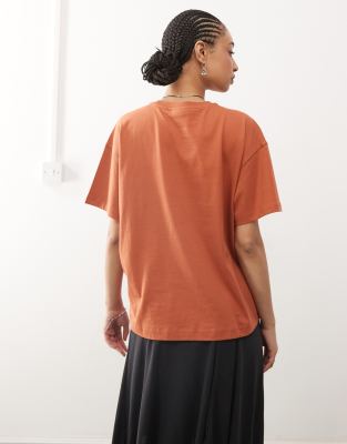 weekday boxy fit oversized t-shirt in rust