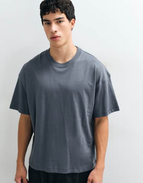 Weekday boxy fit oversized t-shirt in steel gray - view 1