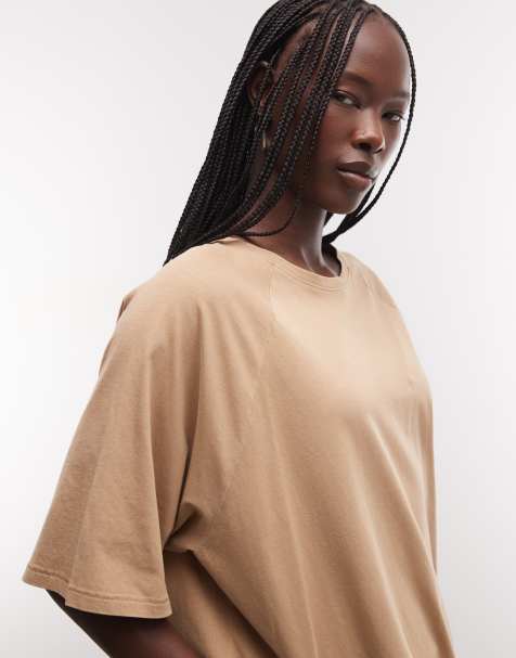 Weekday boxy fit raglan t-shirt in beige - view 1
