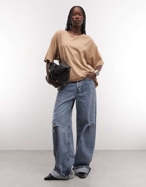 Weekday boxy fit raglan t-shirt in beige, 4 of 4