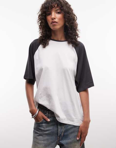 Weekday boxy fit raglan T-shirt med kontrastærmer i råhvid - view 1