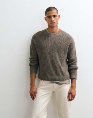 Weekday Boxy Fit Slubby Knit Sweater In Gray