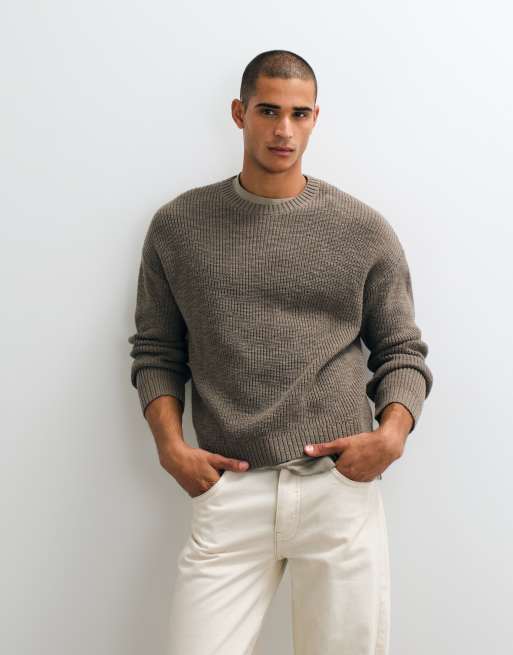 Weekday Boxy-Fit-Strickpullover aus Slub-Strick in dunklem Maulwurfbraun, 5 von 5
