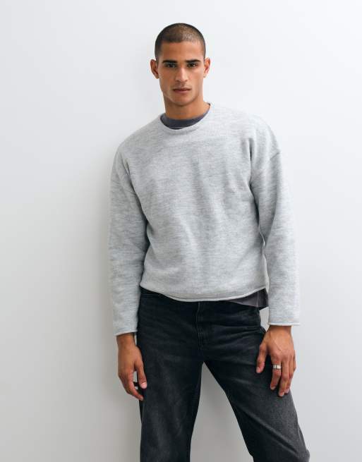 Weekday boxy fit sweater in heather gray, 3 of 5