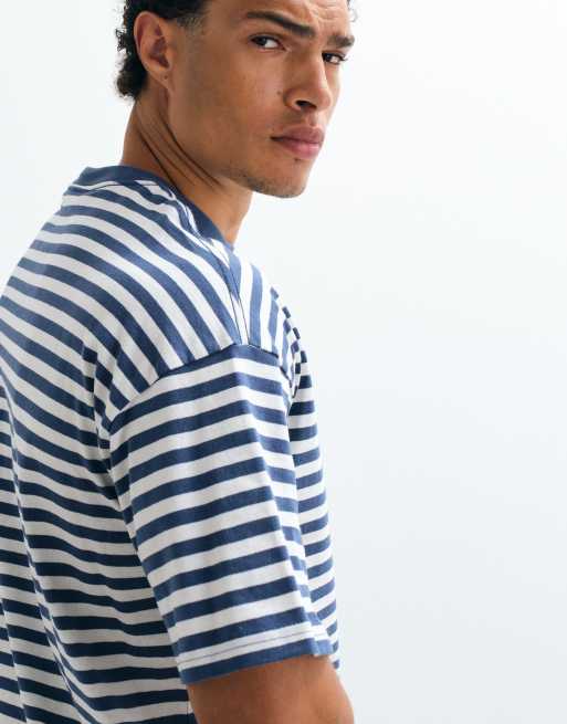 Weekday boxy fit T-shirt i navy og hvide striber, 5 af 10