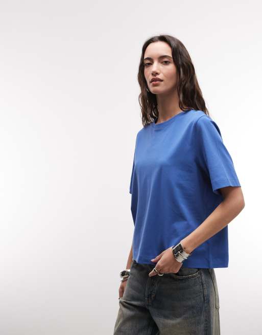 Weekday boxy fit t-shirt in blue, 2 of 4