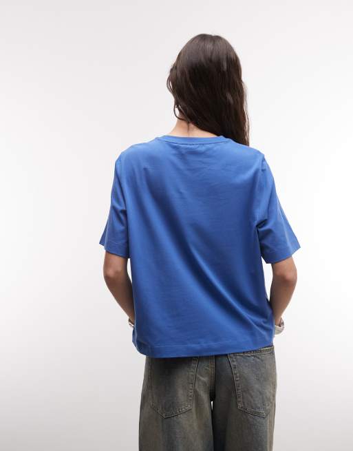 Weekday boxy fit t-shirt in blue, 4 of 4