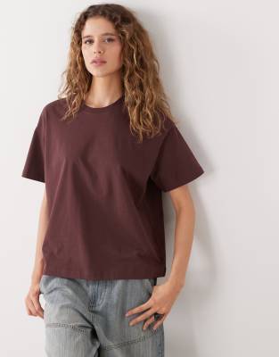 Weekday Boxy Fit T-shirt In Brown
