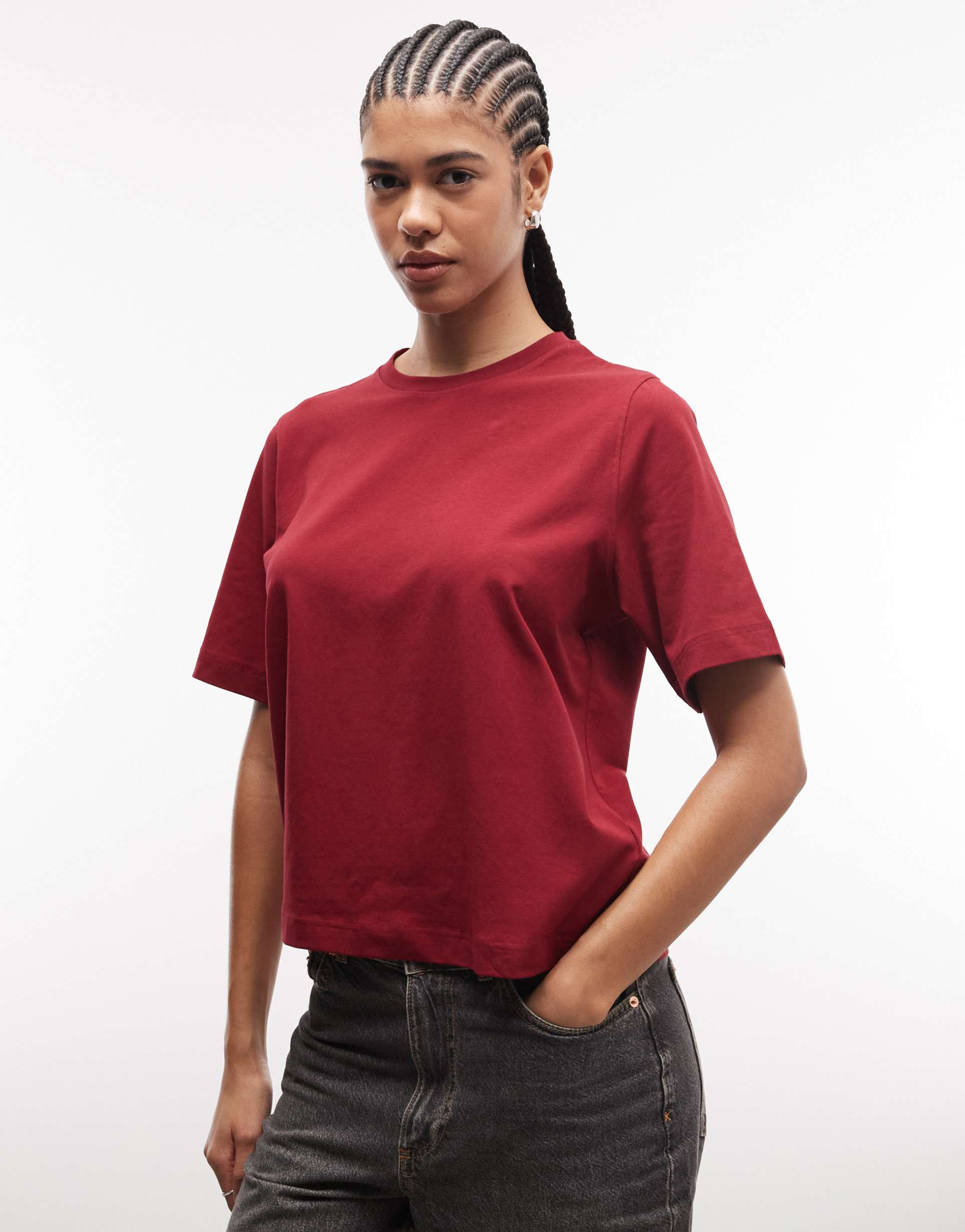 weekday boxy fit t-shirt in cherry red