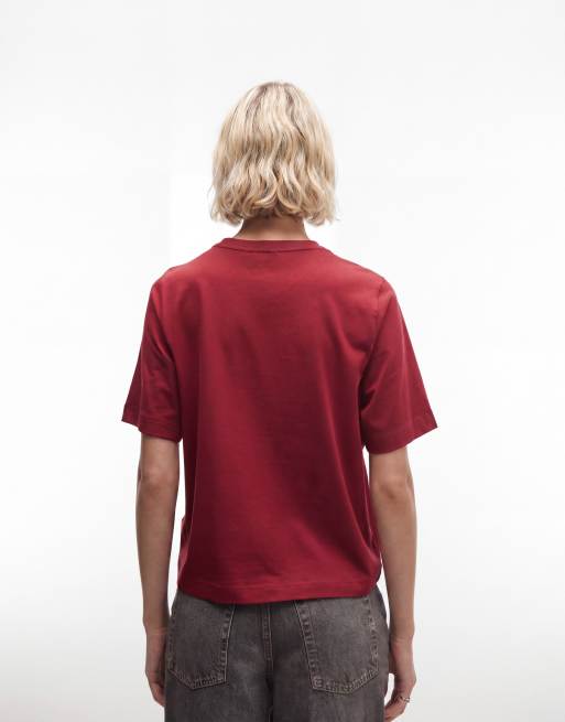 Weekday boxy fit t-shirt in cherry red, 4 of 4