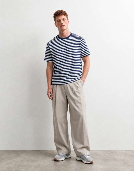 Weekday boxy fit t-shirt in navy and white stripe, 7 of 10
