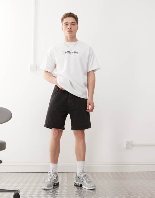 Weekday boxy fit t-shirt with front graphic print in white, 4 of 4