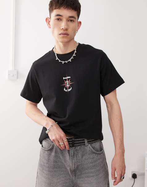 Weekday boxy fit t-shirt with surf shop graphic print in black - view 1