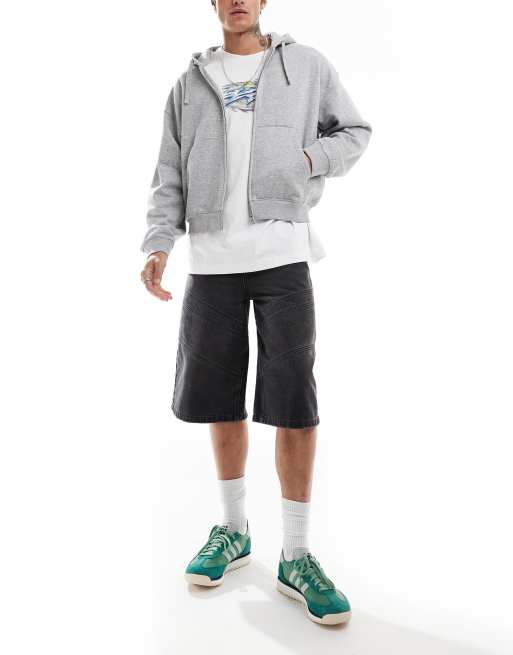 Weekday boxy fit zip through hoodie in gray melange | ASOS