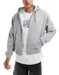[Weekday] Weekday boxy fit zip through hoodie in grey melange XL Grey melange