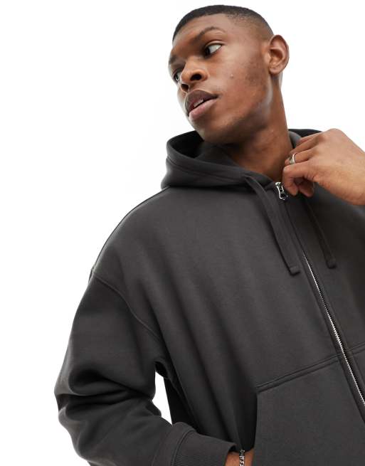 Off the shoulder zip up online hoodie