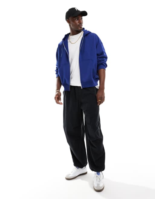 Weekday boxy fit zip up hoodie in blue | ASOS