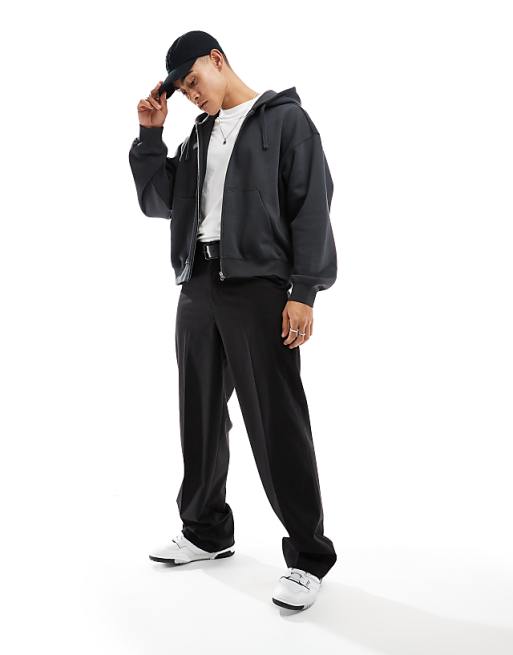 Weekday boxy fit zip up hoodie in off-black | ASOS Weekday boxy fit zip up hoodie in off-black | ASOS